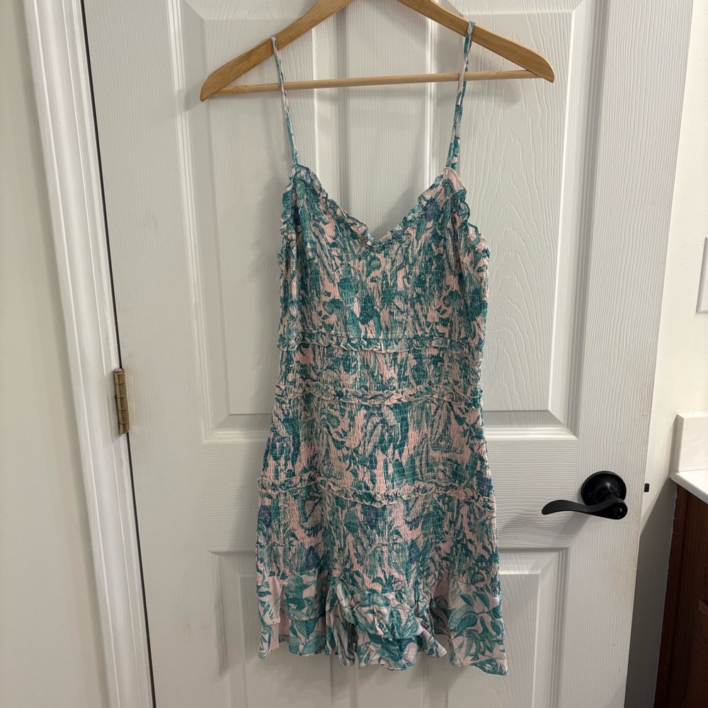 Olivaceous Teal and Pink Mini Dress